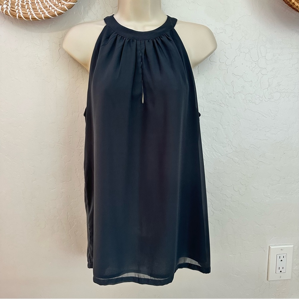 NWT Banana Republic Charcoal Gray Chiffon Halter Top Blouse. Size Small